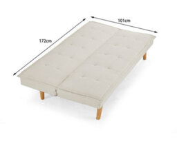 Home Detail Ada 3 Seater Beige Fabric Tufted Pillow Topper Sofa Bed Wooden Legs - thumbnail 6