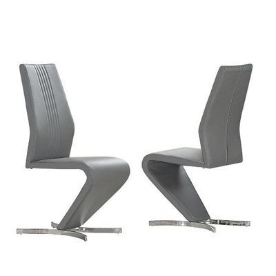 Furniture in Fashion Gia Grey Faux Leather Dining Chairs In A Pair