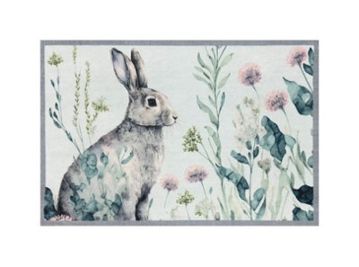 Green Grey Modern Animal Nature Print Easy To Clean Mat For Living Room, Dining Room, Bedroom & Kitchen-50Cm X 150Cm - image 1