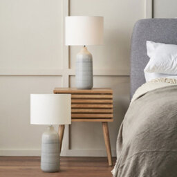 Pacific Lifestyle Set Of 2 Venus Blue And Grey Ombre Ceramic Table Lamp