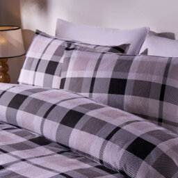 OHS Farmers Check Tartan Brushed Cotton Duvet Cover With Pillowcase Bedding Set - thumbnail 2