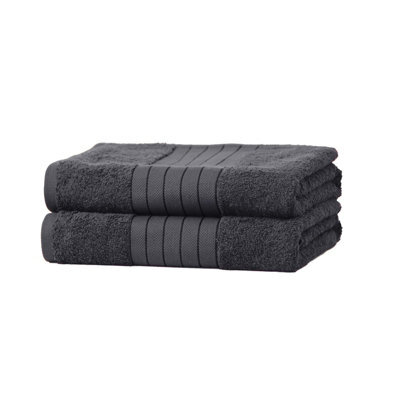 Ohs Luxury 100% Cotton 2 X Jumbo Bath Sheets, Charcoal Grey