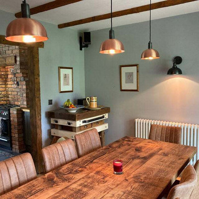 TRL Handmade Furniture Rustic Industrial Canadian Timber Dining Table - Mid Oak - image 1