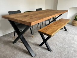 TRL Handmade Furniture Rustic Industrial Canadian Timber Dining Table - Mid Oak - thumbnail 3
