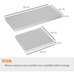 Outsunny 3Pcs Rattan Garden Seat Cushions Pads For Patio Furniture, Grey - thumbnail 3