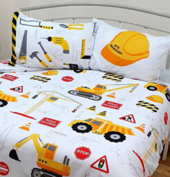 Kidz Kollectionz King Size Bed Construction Duvet Cover Set, Diggers, Trucks - thumbnail 3