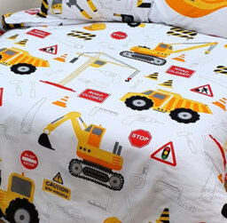 Kidz Kollectionz King Size Bed Construction Duvet Cover Set, Diggers, Trucks - thumbnail 4