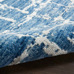 Blue Silver Wool Handmade Luxurious Modern,abstract Rug For Bedroom & Living Room-61Cm X 91Cm - thumbnail 6