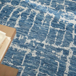 Blue Silver Wool Handmade Luxurious Modern,abstract Rug For Bedroom & Living Room-61Cm X 91Cm - thumbnail 3