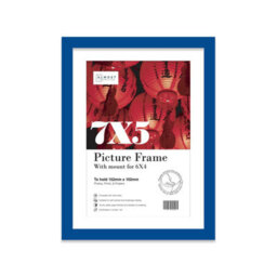 "7X5"" Blue Frame With Mount For 6X4"" Pictures 20mm Thin Edge Portrait And Landscape Display With Wall Hooks And Kickstand" - thumbnail 1