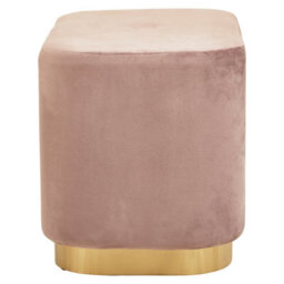 Premier Housewares Interiors By Premier Dusty Pink Square Stool With Gold Base, Velvet Upholstered Makeup Stool, Pouffe Footstool With Modern Link - thumbnail 4