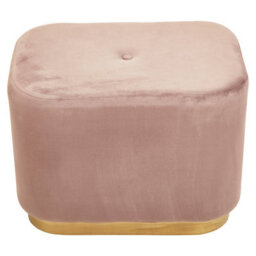 Premier Housewares Interiors By Premier Dusty Pink Square Stool With Gold Base, Velvet Upholstered Makeup Stool, Pouffe Footstool With Modern Link - thumbnail 3