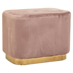 Premier Housewares Interiors By Premier Dusty Pink Square Stool With Gold Base, Velvet Upholstered Makeup Stool, Pouffe Footstool With Modern Link - thumbnail 2