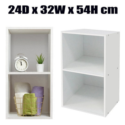 Cube 2 Tier Wooden Bookcase Shelf Shelving Display Storage Wood Unit Stand 54Cm - image 1