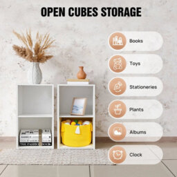 Cube 2 Tier Wooden Bookcase Shelf Shelving Display Storage Wood Unit Stand 54Cm - thumbnail 3