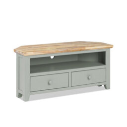 Statement Furniture Florence Sage Green Corner Tv Unit With 2 Drawers And Shelf