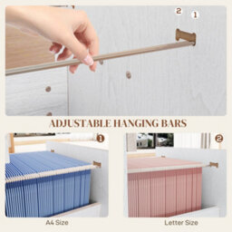 Homcom 4 Drawer File Cabinet Locking Filing Cabinet For A4, Ash Wood-Effect - thumbnail 5