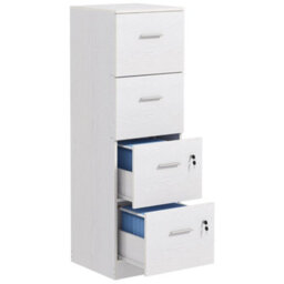 Homcom 4 Drawer File Cabinet Locking Filing Cabinet For A4, Ash Wood-Effect - thumbnail 2