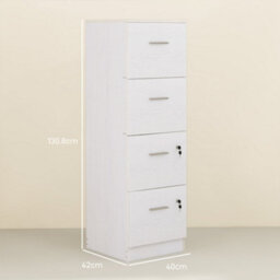 Homcom 4 Drawer File Cabinet Locking Filing Cabinet For A4, Ash Wood-Effect - thumbnail 3