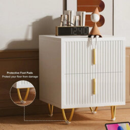 2 Drawers Bedside Table Cabinet Bedroom Furniture Storage - thumbnail 4