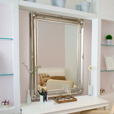 Mirroroutlet Hamilton Vintage Silver Antique Design Mirror 91 X 66Cm - image 1