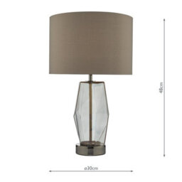 DAR Mubina Touch Table Lamp Black Chrome Smoked Glass With Shade - thumbnail 4