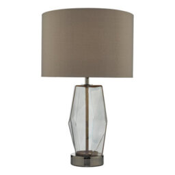 DAR Mubina Touch Table Lamp Black Chrome Smoked Glass With Shade - thumbnail 1