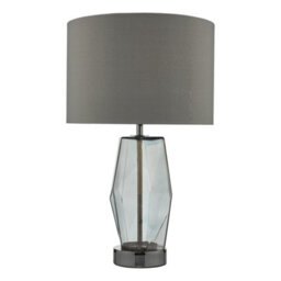 DAR Mubina Touch Table Lamp Black Chrome Smoked Glass With Shade - thumbnail 2