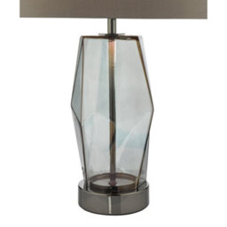 DAR Mubina Touch Table Lamp Black Chrome Smoked Glass With Shade - thumbnail 3