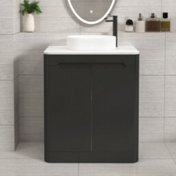 Royal Bathrooms Venice 700mm Matt Nocturne Black Freestanding Bathroom Countertop Vanity Unit 2 Door With Lyon Basin - thumbnail 1