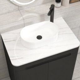 Royal Bathrooms Venice 700mm Matt Nocturne Black Freestanding Bathroom Countertop Vanity Unit 2 Door With Lyon Basin - thumbnail 6