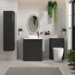 Royal Bathrooms Venice 700mm Matt Nocturne Black Freestanding Bathroom Countertop Vanity Unit 2 Door With Lyon Basin - thumbnail 4