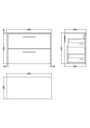 Hudson Reed Juno Wall Hung 2 Drawer Vanity Unit & Matching Worktop, Metallic Slate Woodgrain, 805 X 390 mm - thumbnail 3