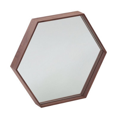 Angel Cerda Stylish Hexagonal Walnut Wall Mirror - image 1
