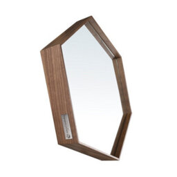 Angel Cerda Stylish Hexagonal Walnut Wall Mirror - thumbnail 4