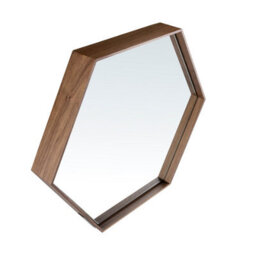 Angel Cerda Stylish Hexagonal Walnut Wall Mirror - thumbnail 5
