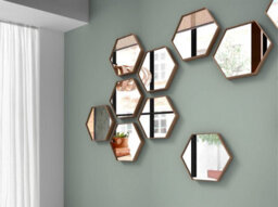 Angel Cerda Stylish Hexagonal Walnut Wall Mirror - thumbnail 2