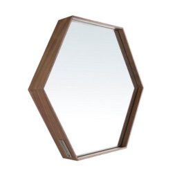 Angel Cerda Stylish Hexagonal Walnut Wall Mirror - thumbnail 6
