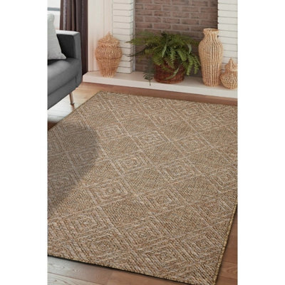Melrose Summer Diamonds Latte Low Pile Height 3mm Indoor Outdoor Medium Area Rug - 120/170Cm - image 1