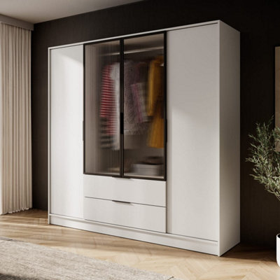 Arte Kelly 206Cm Glass-Front Wardrobe In Elegant Cashmere - Luxurious Storage Solution - image 1