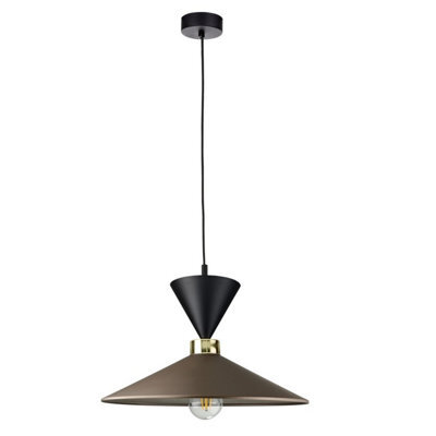Luminosa Lighting Luminosa Amaris Dome Pendant Ceiling Light Brown, Gold, Black 1X E27 - image 1