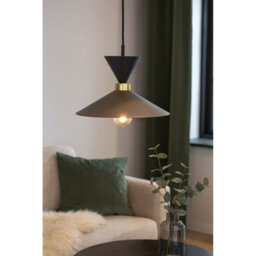 Luminosa Lighting Luminosa Amaris Dome Pendant Ceiling Light Brown, Gold, Black 1X E27 - thumbnail 2