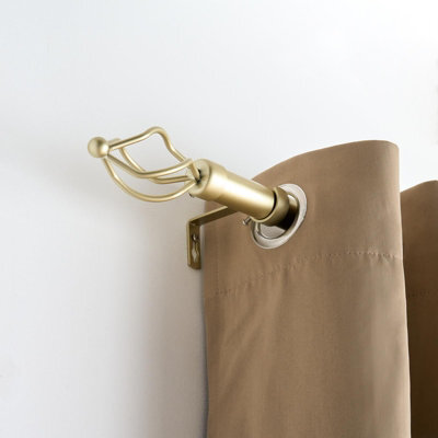 Ohs Curtain Pole Extendable 28mm Metal Finnials Twist End Rod 120-200Cm, Brass - image 1