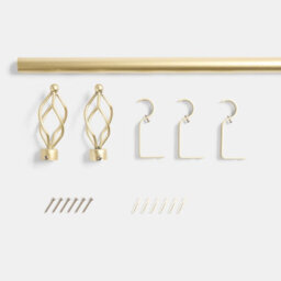 Ohs Curtain Pole Extendable 28mm Metal Finnials Twist End Rod 120-200Cm, Brass - thumbnail 5