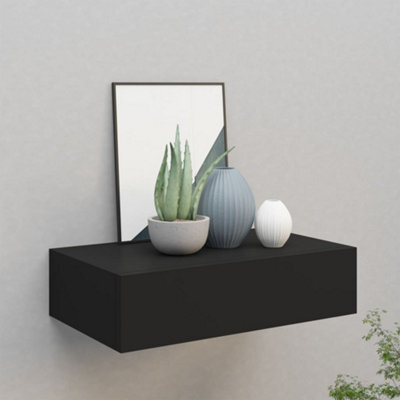 Vidaxl Wall-Mounted Drawer Shelf Black 40X23.5X10Cm Mdf - image 1