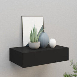 Vidaxl Wall-Mounted Drawer Shelf Black 40X23.5X10Cm Mdf - thumbnail 1