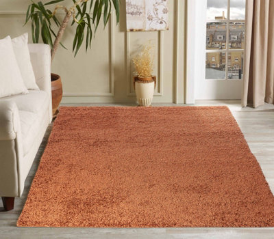 Desire Rugs Plain Living Room Shaggy Area Rugs Terracotta 160X230 Cm - image 1