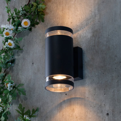 Litecraft Helo Dark Grey 2 Lamp Outdoor Up And Down Wall Light - image 1