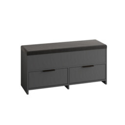 Decortie Modern Cove Shoe Storage With Fabric Bench 2-Tier Cabinet Hallway Entryway Storage Anthracite Grey 106X34X50Cm - thumbnail 2