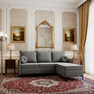 Leon L Living Room Corner Sofa Bed With Dl Mechanism Storage Box Mdf Frame Bonell Springs 213X168X101Cm Light Grey Right - image 1